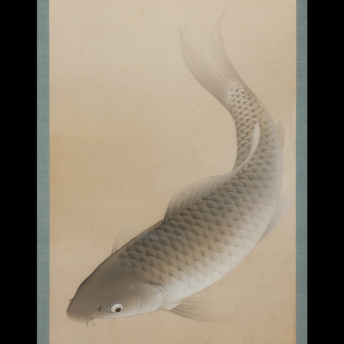 【五】福田平八郎 『游魚』 絹本 彩色 掛軸 共箱 二重箱 真作