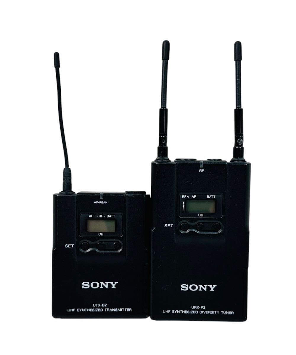 ① SONY ソニー UHF ワイヤレスマイク 受信機 チューナー 送信機 トランスミッター セット URX-P2 / UTX-B2