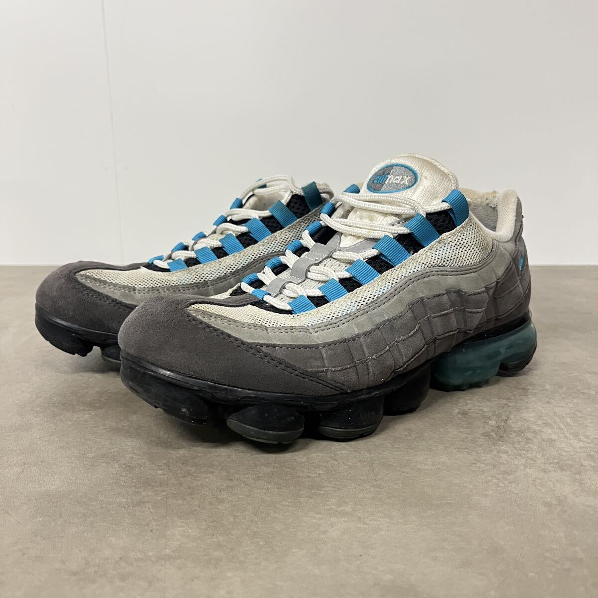【YS8670】NIKE AIRMAX 95 ナイキエアマックス26.5cm グレー×ブルー AJ7292-002 ネオターコイズ スニーカー