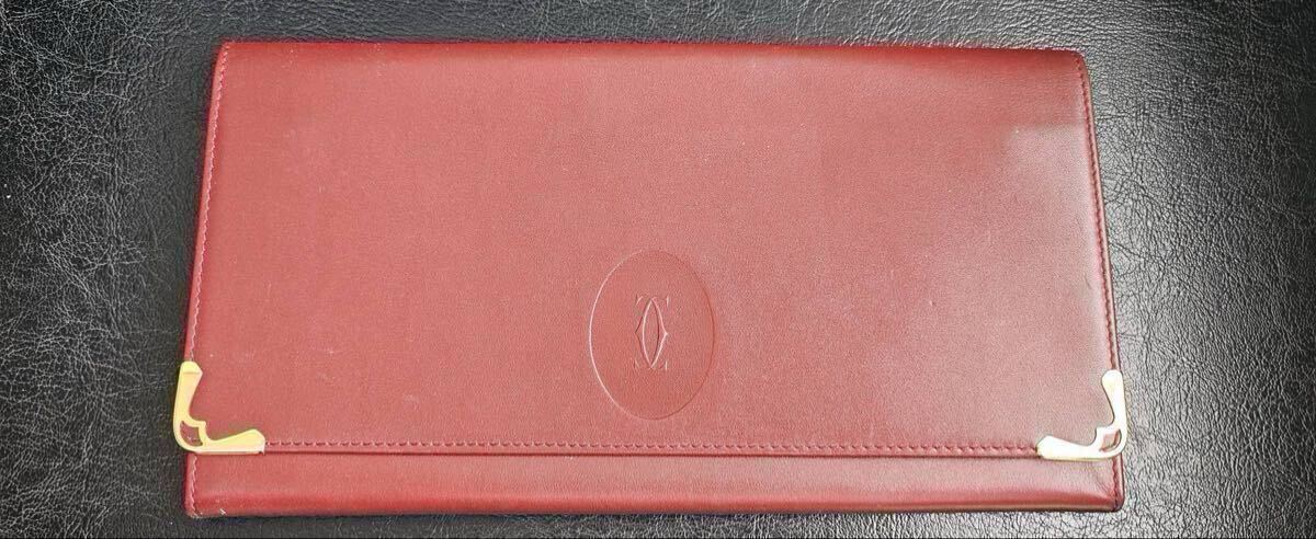 Cartier カルティエ マストライン クラッチバッグ ボルドー レザー ヴィンテージ ロゴ型押し ゴールド金具 メンズ レディース 美品