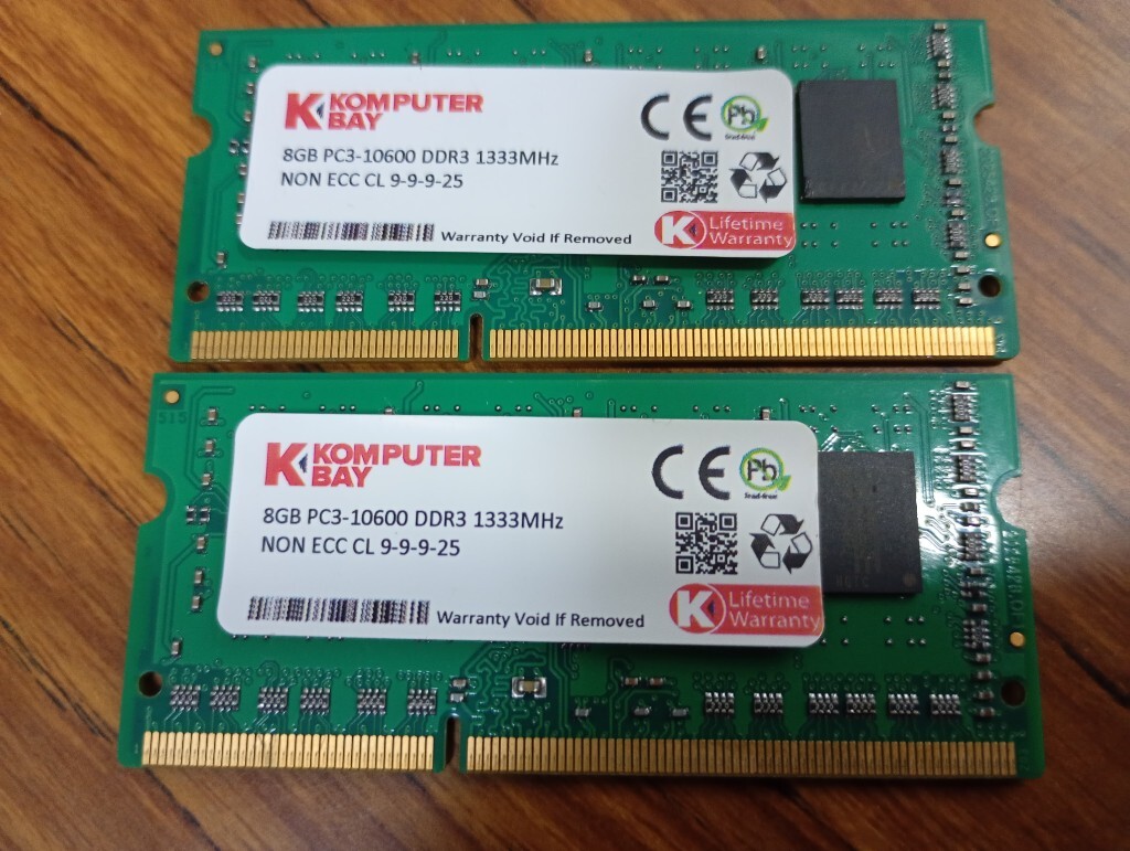 【1333】 ■ 合計16GB（8GB＋8GB) ■ PC3-10600s ／Komputer Bay　／chip刻印 : 超レア仕様　送料無料