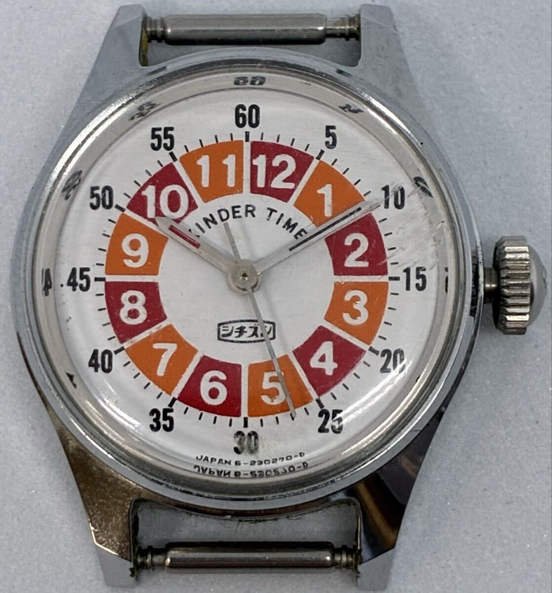 【希少】シチズン UNDER TIME 手巻き 腕時計 カラフル文字盤 CITIZEN アンティークフェイスのみ 4-230299 稼働 ［C799-14］