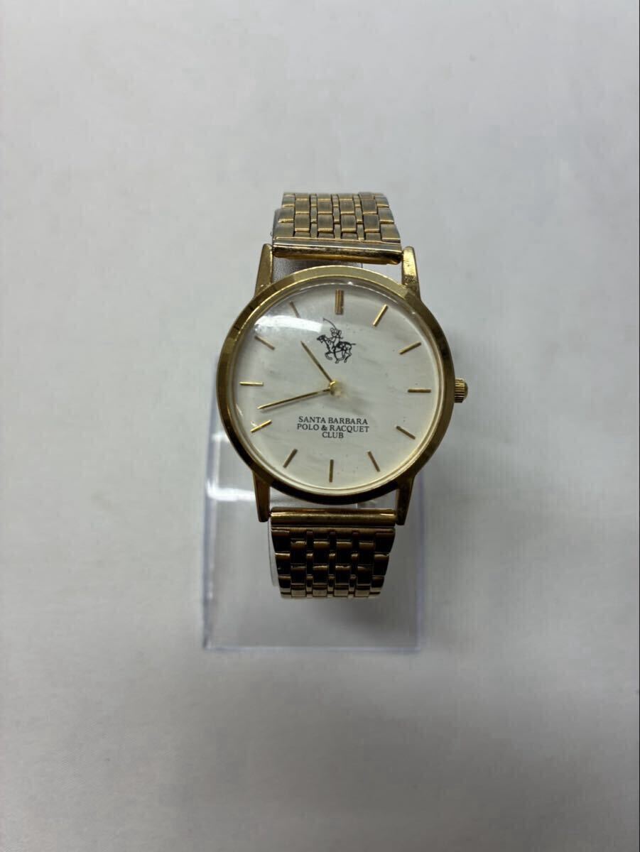 SANTA BARBARA POLO & RACQUET CLUB 腕時計 ゴールド クォーツ 動作未確認品 ジャンク品 ［C799-15］