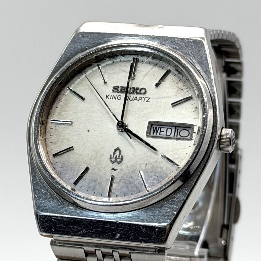 [新品電池稼働] 希少 SEIKO KING QUARTZ 1970s' セイコーキングクォーツ ヴィンテージ メンズ アナログ デイデイト 3針 腕時計