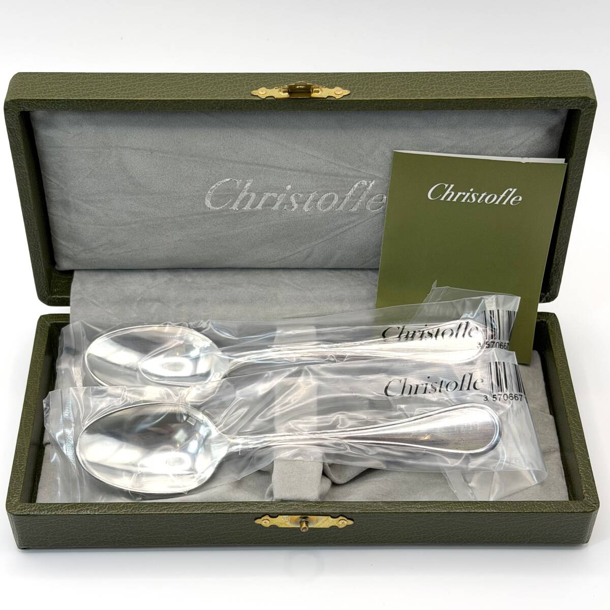 [新品未使用] Christofle クリストフル パールシリーズ コーヒースプーン 純銀メッキ製スプーン 箱付き 2本 silverware カトラリー
