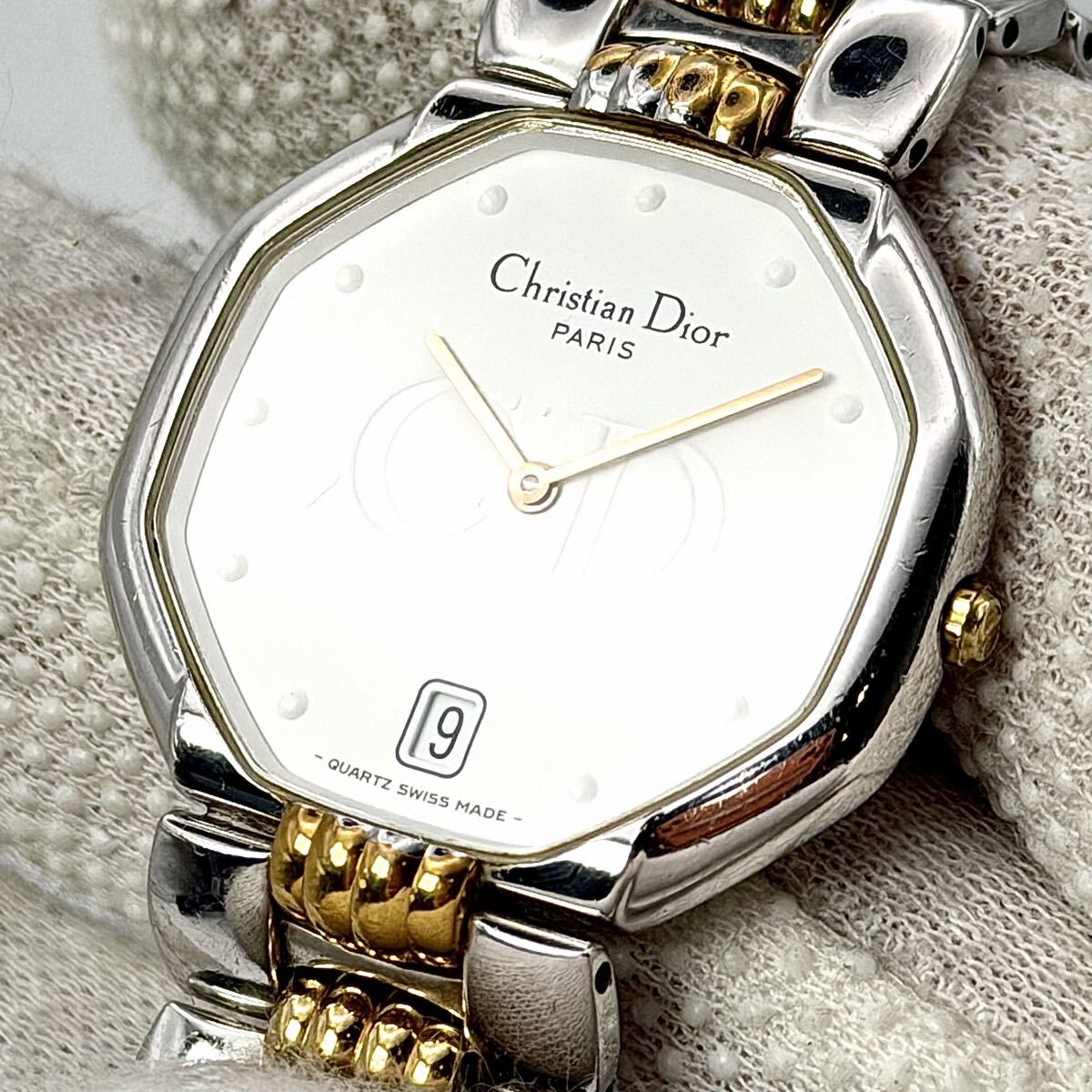 稼動 極美品 Christian Dior クリスチャンディオール 45-204 オクタゴン デイト CD ヴィンテージウォッチ vintage クオーツ 腕時計