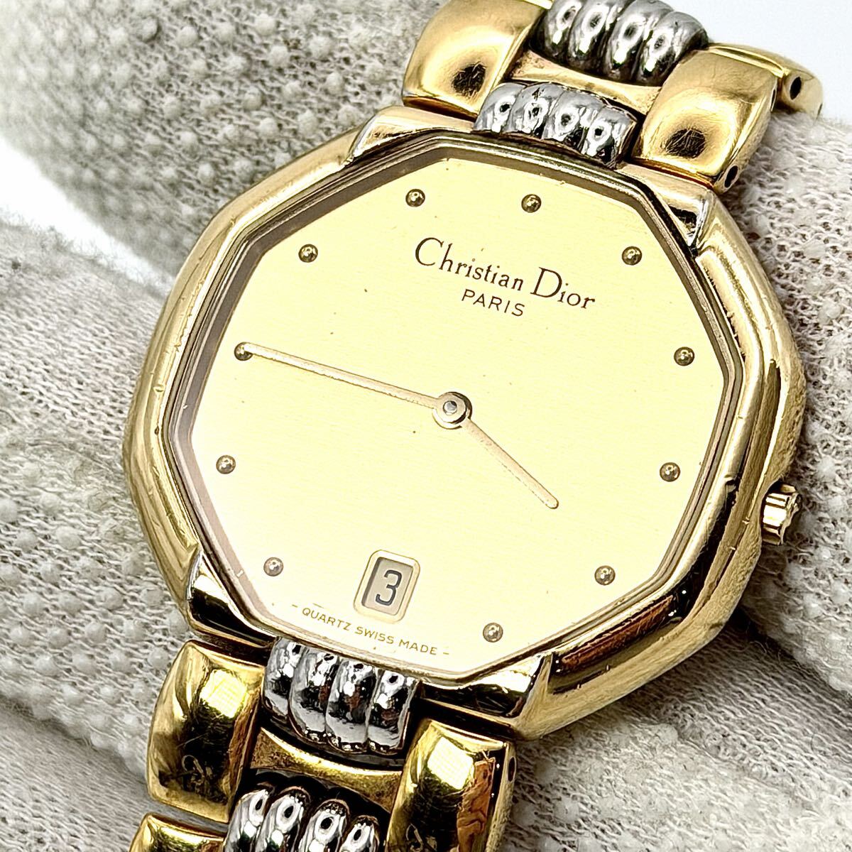 稼動 Christian Dior クリスチャンディオール 45-134 オクタゴン ゴールド デイト クオーツ ヴィンテージウォッチ vintage 腕時計