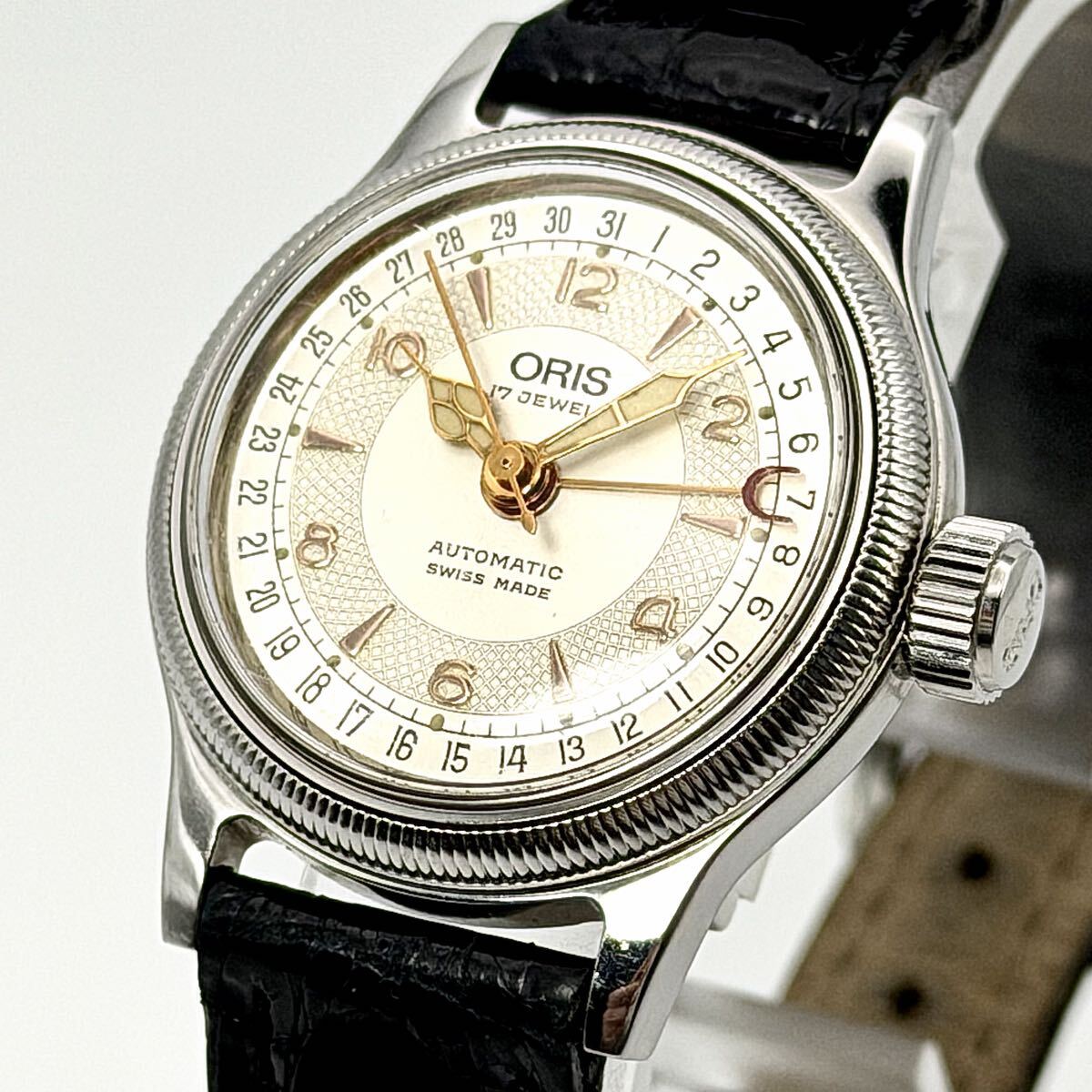 稼動 裏スケ 希少品 ORIS オリス ポインターデイト 7464 自動巻き ヴィンテージウォッチ vintage オートマチック ビッククラウン 腕時計