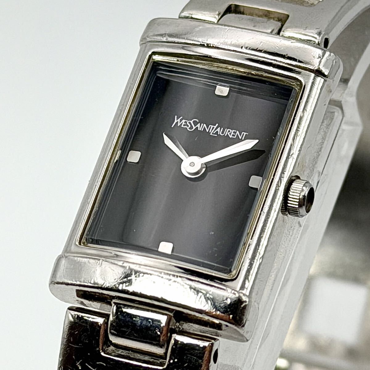 稼動 希少品 YVES SAINT LOURENT イヴサンローラン 5421-H18687 バングルウォッチ ブレスレット ブラック文字盤 vintage 腕時計
