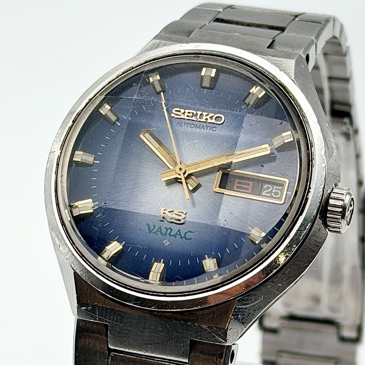 稼動 1973年2月製造 KING SEIKO VANAC キングセイコー バナック 5626-7160 デイデイト ブルーグラデーション文字盤 9面カットガラス 腕時計