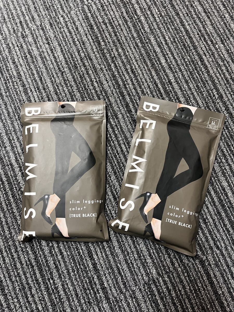 レタパプラス発送*2F★BELMISE ベルミス slim leggings color+ スリムレギンス カラープラス トゥルーブラック LL　２点セット