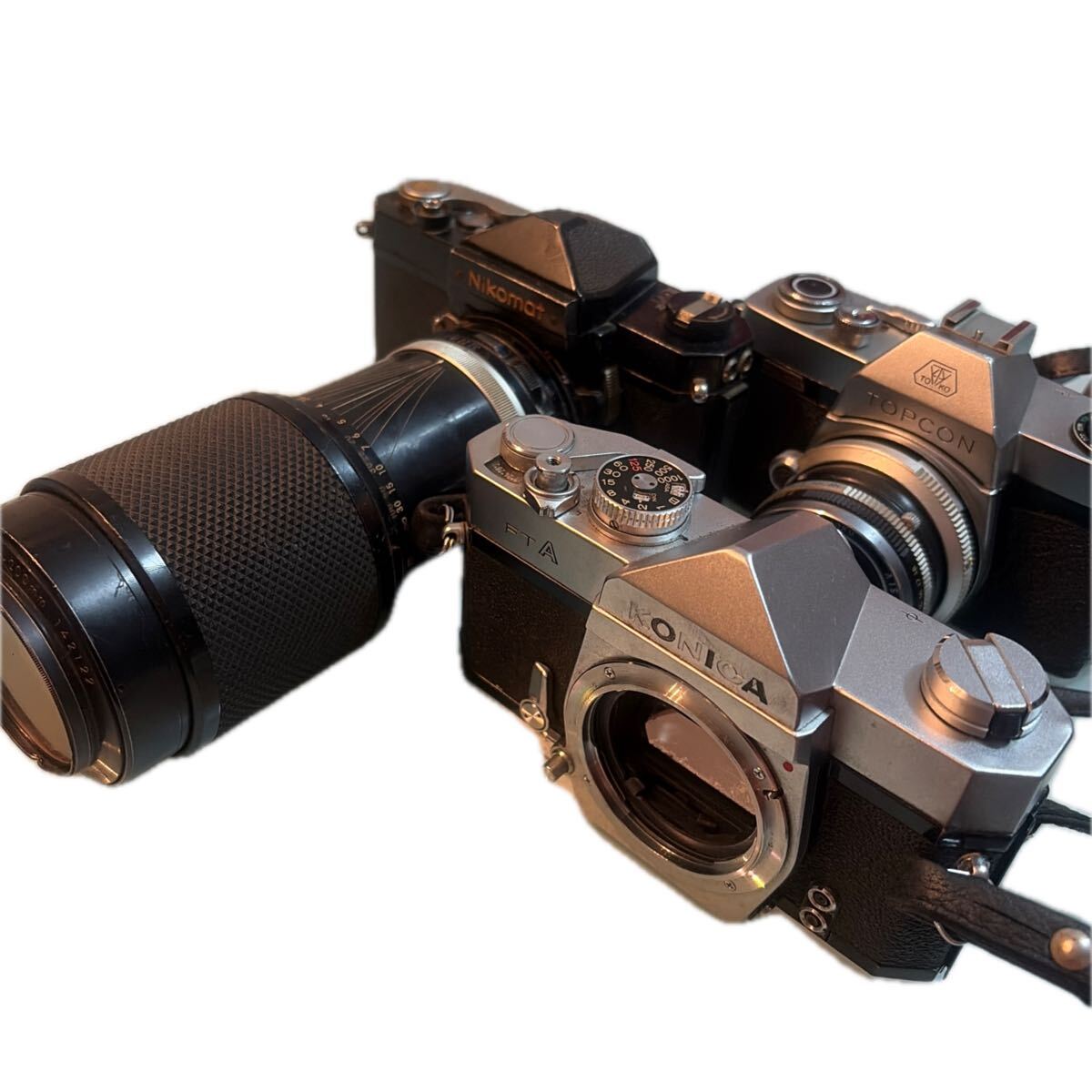 1円スタート　TJ⑧ 一眼レフ　3個　セット　まとめ　 フィルムカメラ　KONICA TOPCON Nikomat 動作未確認　現状品