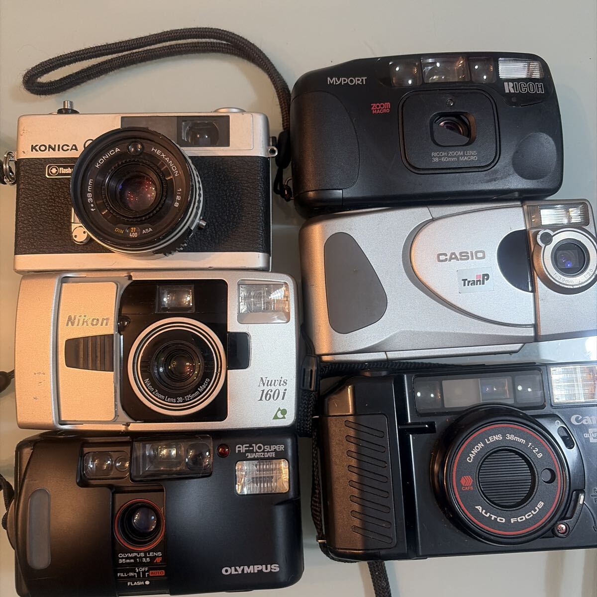 1円スタート　TJ⑨ コンパクト　カメラ　6個　セット　まとめ Canon OLYMPUS フィルムカメラ konica リコー　動作未確認　現状品