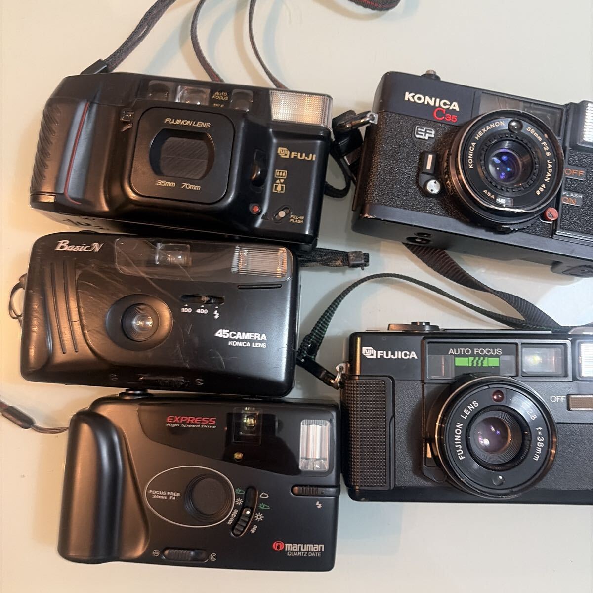 1円スタート　TJ⑩ フィルム　カメラ　5個　セット　まとめ KONICA DUJICA FUJI Maruman 動作未確認　現状品　コンパクト