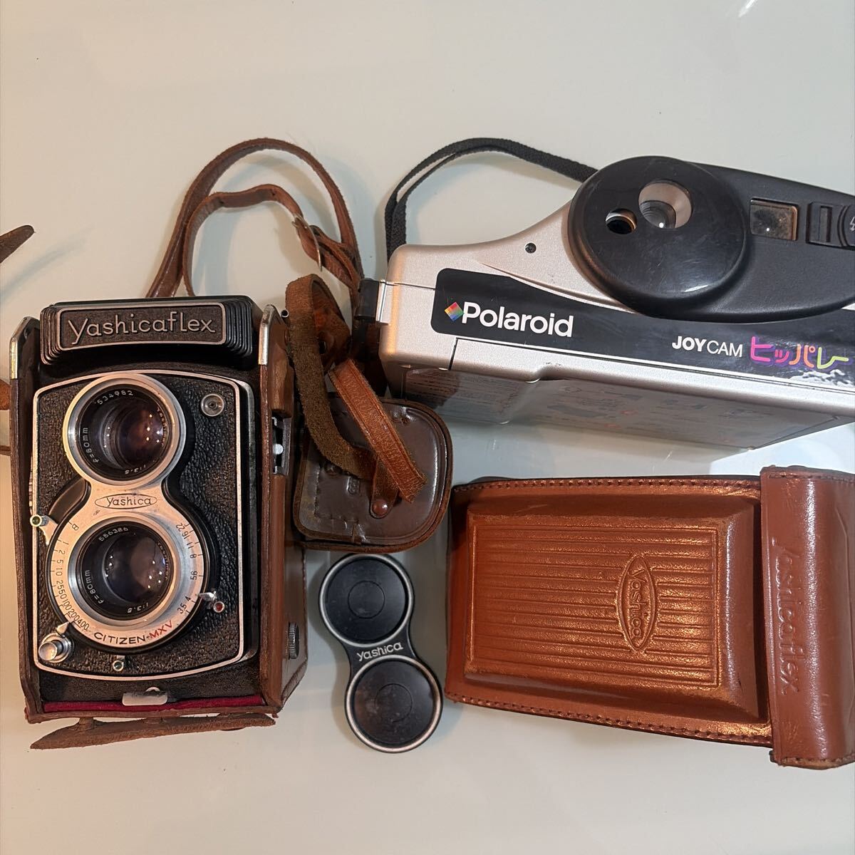 1円スタート　TJ12 レア　カメラ　2個　セット　まとめ　二眼レフ ヤシカフレックス Yashicaflex ポラロイドカメラ　動作未確認　現状品