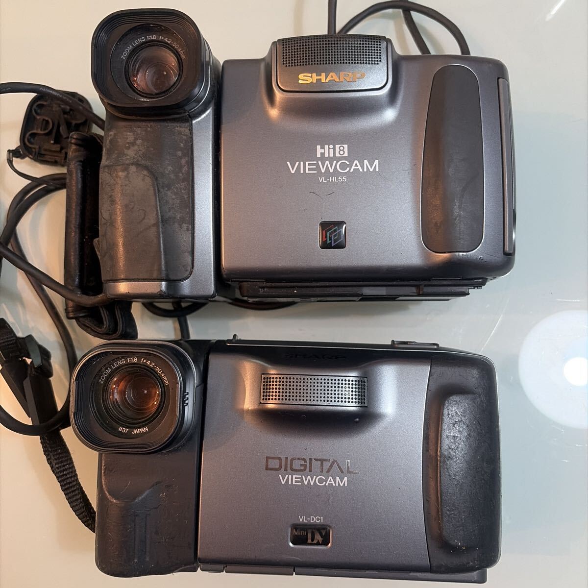 1円スタート　TJ16 ビデオカメラ　2個　セット　まとめ SHARP VIEWCAM VL-HL55 DC1 動作未確認　現状品　痛み有