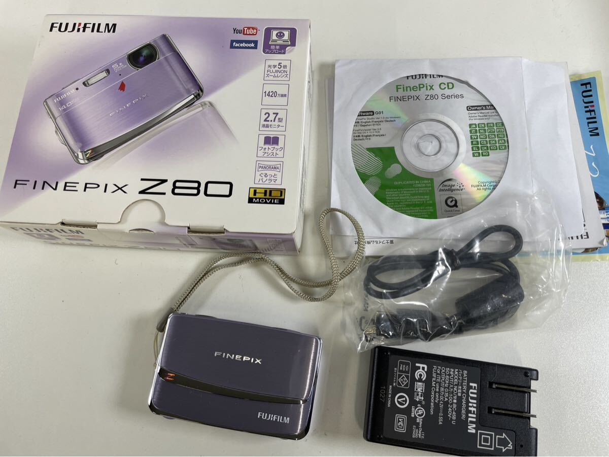  145T-5-1 FUJIFILM FinePix Z80 コンパクト デジタルカメラ 富士フィルム ファインピクス デジカメ ラベンダー 動作通電未確認