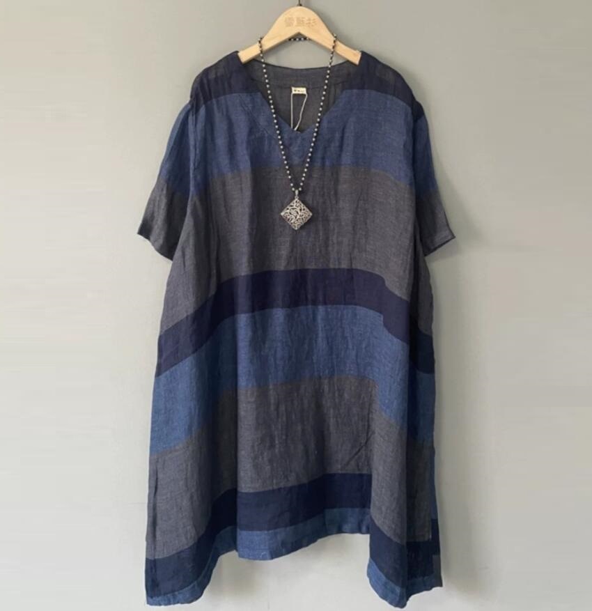 ボーダー チュニック 大人 トップス レディース 着痩せ 薄手 ｔシャツ ゆったり 体型カバー■ブルー