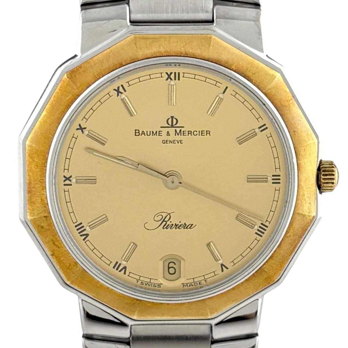 【ジャンク品】ボーム＆メルシェ Baume & Mercier リビエラ SS/YG 5131.3 腕時計 クォーツ 【中古】