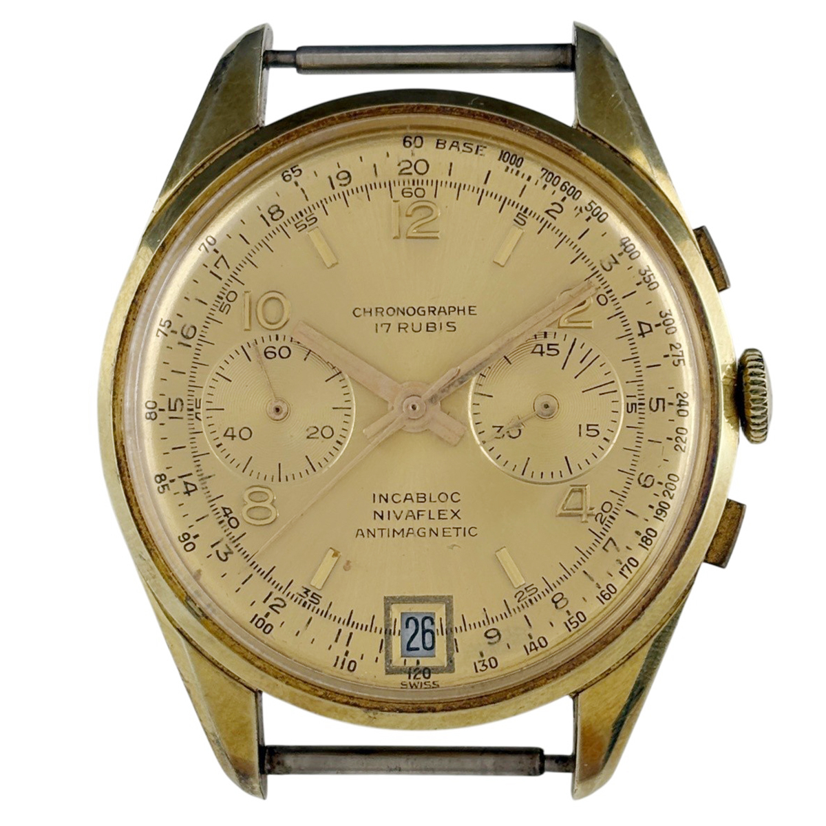 【ジャンク品】 17RUBIS クロノグラフ 腕時計 手巻き 【中古】