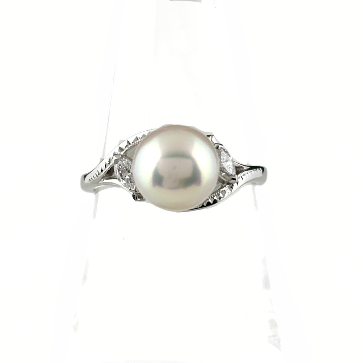 タサキ TASAKI パール リング プラチナ 指輪 メレダイヤ 真珠 リング 14号 Pt900 パール ダイヤモンド レディース 【中古】