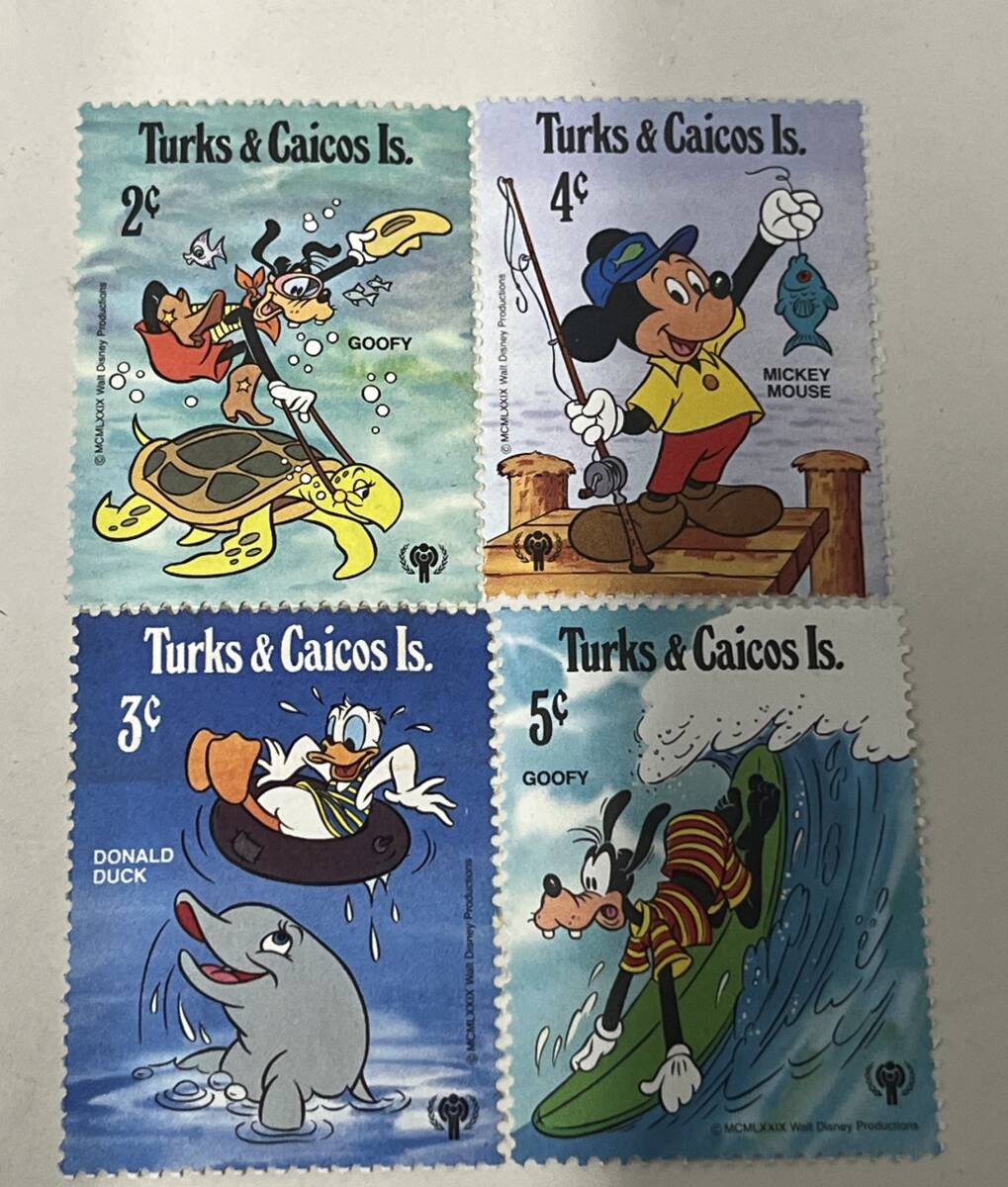 ★未使用★ディズニー切手 タークス・カイコス諸島 4枚 外国切手 現状品 自宅長期保管品の為やや汚れ有 チャック袋に入れて発送