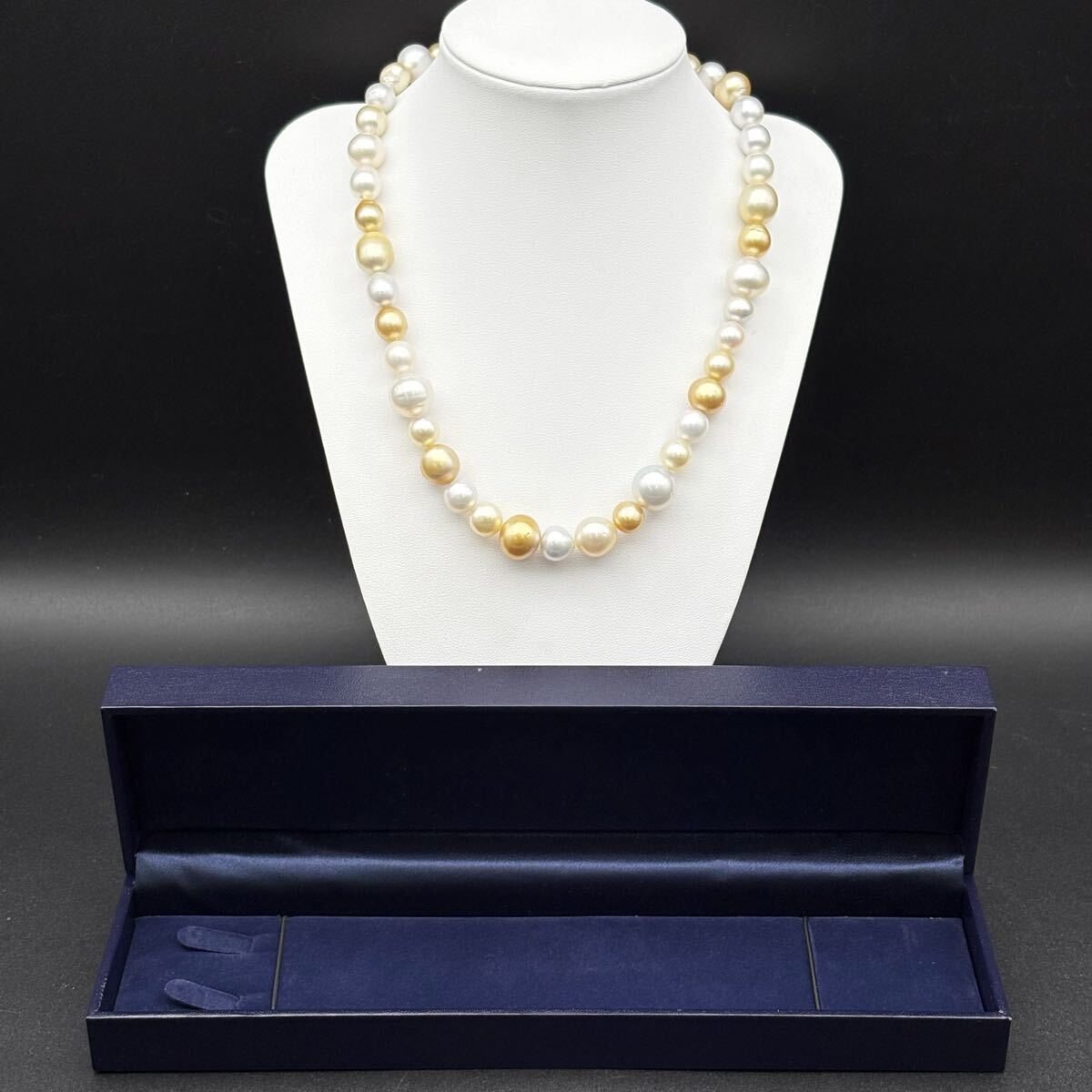 I05-46 南洋 パール ネックレス 白蝶 ゴールデンパール マルチカラー 本真珠 アクセサリー 真珠 Pearl パールネックレス レディース