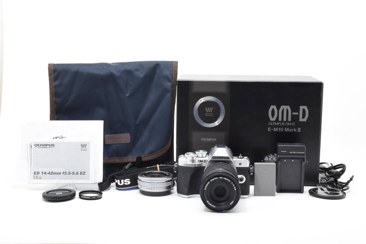 【ショット数624枚美品】オリンパス OLYMPUS OM-D E-M10 Mark III + 14-42mm/40-150mm ダブルレンズキット【元箱付属品付 #E3101E8203000CB