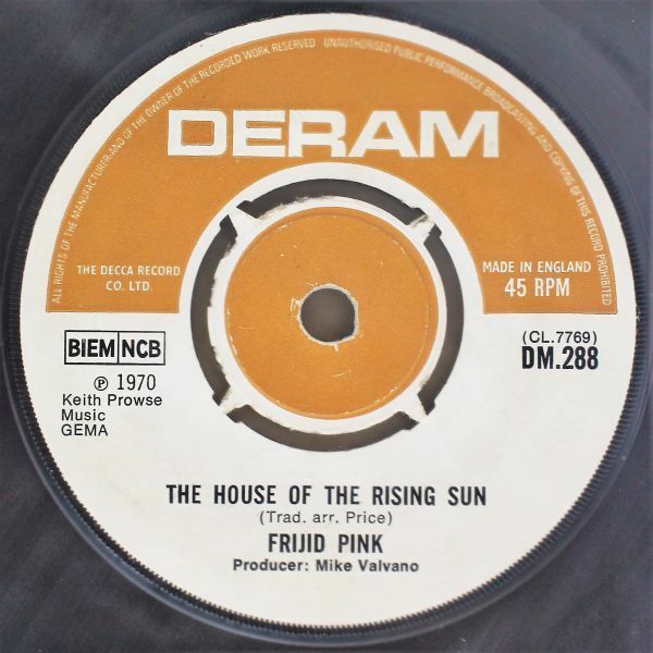 T-537 美盤 UK盤 Frijid Pink The House Of The Rising Sun/Drivin' Blues フリジド・ピンク 朝日のあたる家 DM.288 45 RPM