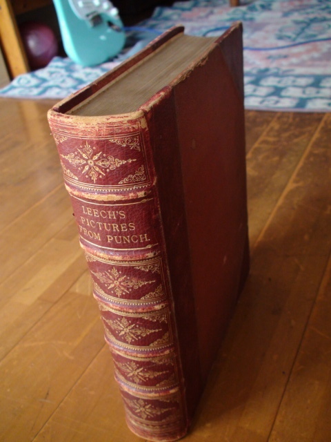 #804B John Leechのパンチ紙挿絵集、豪華本１８８６年発行,皮革製本