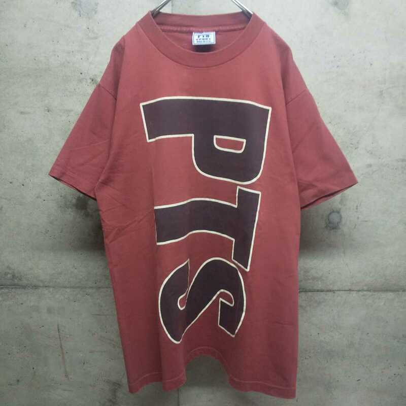 90s USA製 PLENTY TOUGH Tシャツ デカロゴ 古着 半袖 ビッグロゴ pts シングルステッチ vintage ビンテージ ヴィンテージ ストリート