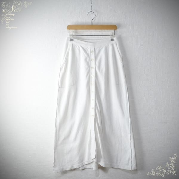 USED*SONIA RYKIEL/ソニアリキエル/フランス製フロントボタン台形ロングスカート/ホワイト☆白色