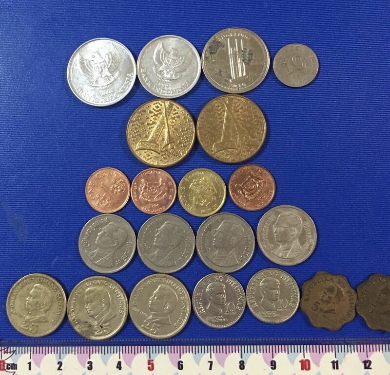 世界アジア旧硬貨(インドネシア、マレーシア、シンガポール、タイ、フィリピン)21枚