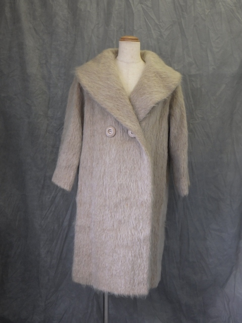 z4E083Z- イングランド製 ウールコート All Pure Wool 丈約93㎝ ベージュ