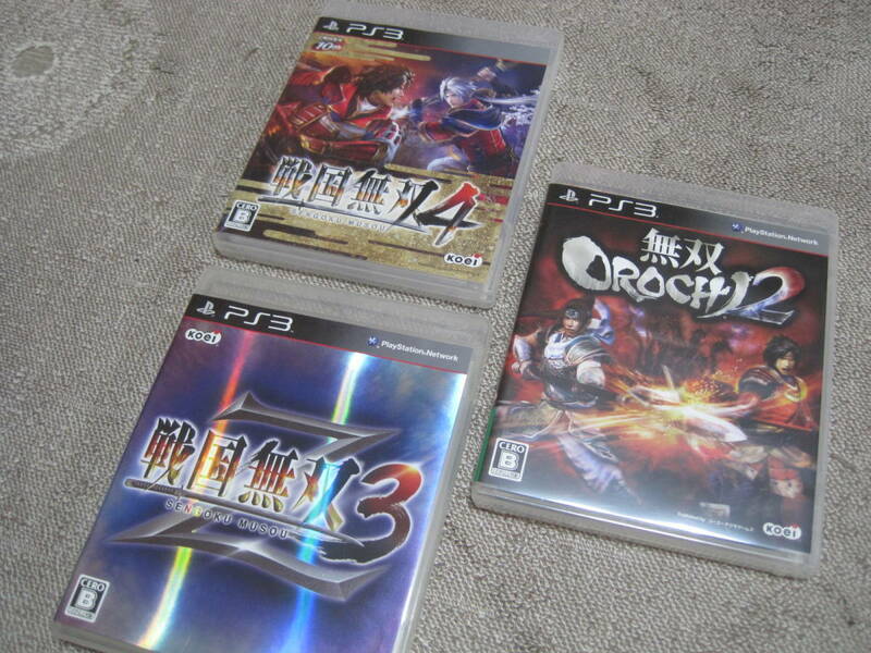 中古　PS3 ゲームソフト 3本　戦国無双３　戦国無双４　無双OROCHI2