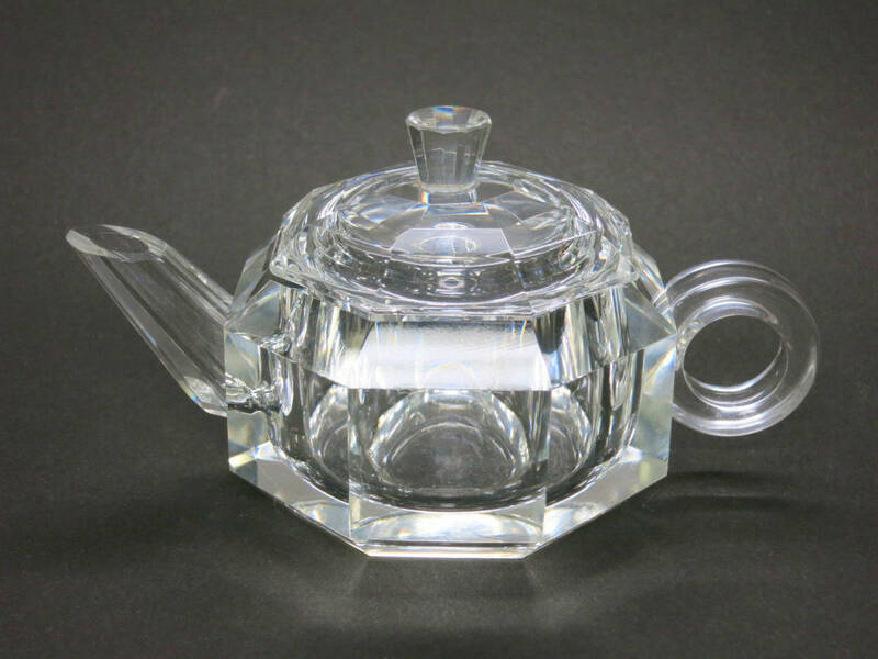 [大幸]　Crystal Glass クリスタルガラスの急須　水滴　希少良品　煎茶道具　文房　水注　茶壺　煎茶具　紅茶