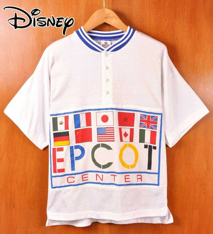 ヴィンテージ USA製 DISNEY エプコットセンター ヘンリーネック 半袖Tシャツ メンズL相当(15168