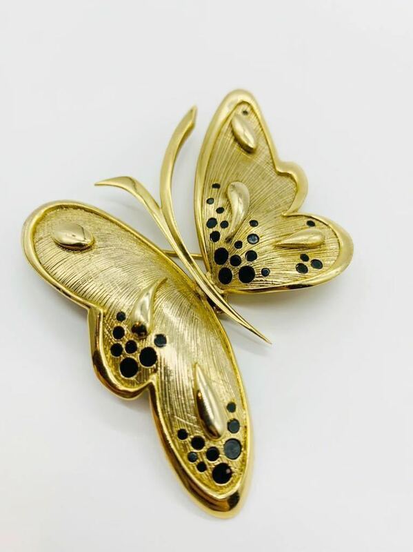 【美品】イギリス　ロンドン　ヴィンテージ　ORENA PARIS オレナ パリ　バタフライ　蝶々　ゴールド ブローチ　存在感◎