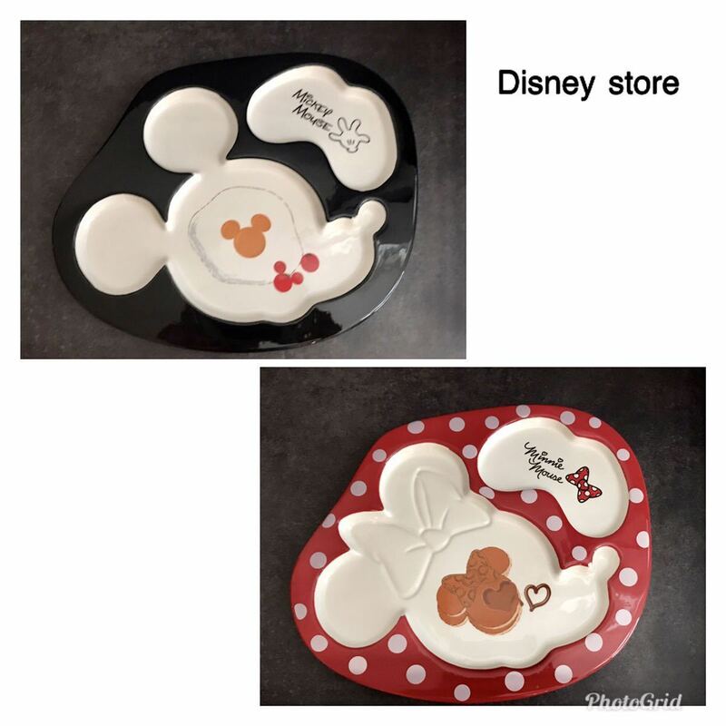 ディズニーストア＊ミッキー&ミニーお皿2枚セットプレート陶器Disney