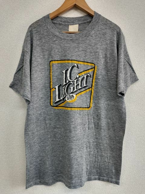 70s アメリカ製 SPORTS WEAR 霜降りグレー Ｔシャツ I.C.LIGHT ビールメーカー７０年代 MADE IN USA ビンテージ シングルステッチ L1169