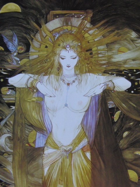 天野喜孝、【女神の夢】、希少な大判額装用画集より、新品額装付、状態良好、送料込み、美人