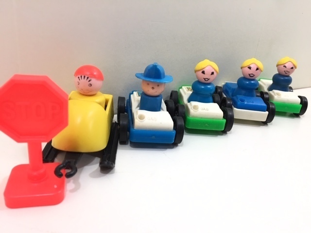 まとめて！ 【 ヴィンテージ 】 US フィッシャープライス 車 人形 リトルピープル / アメトイ おもちゃ レトロ / FISHER PRICE / 管理V18