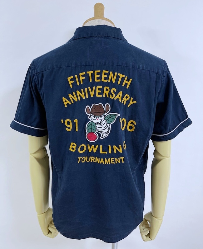 フェローズ PHERROW'S 15周年記念 DIGOくんワッペン ボーリングシャツ 半袖 LG 紺 ネイビー