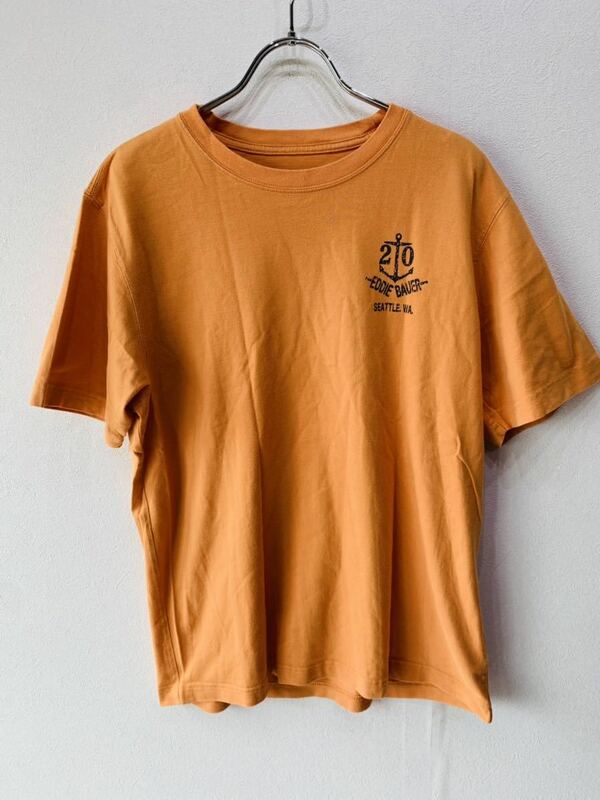 【人気】Eddie　Bauer/エディバウアー　オレンジ　Tシャツ　Mサイズ　アメカジ　（K265）