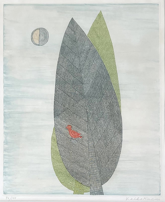 南桂子「２本の木Two Trees」銅版画1981年/富山県出身/壷井栄・森芳雄に師事/真作保証