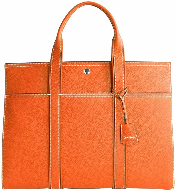 高級感 本革 牛革 ビジネスバッグ ブリーフケース 書類鞄 書類かばん オレンジ トートバッグ 新品