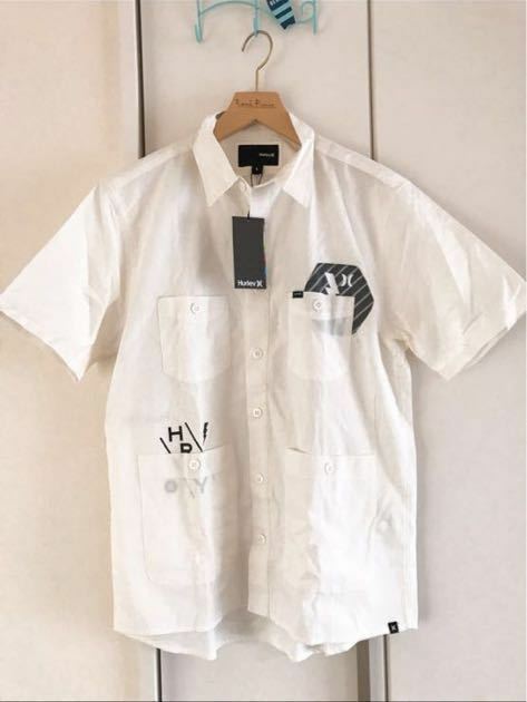 ハーレー メンズ シャツ L 白 Hurley サーフ カッターシャツ サーフィン サーファー 半袖シャツ 新品 メンズL ハワイ ジャパン