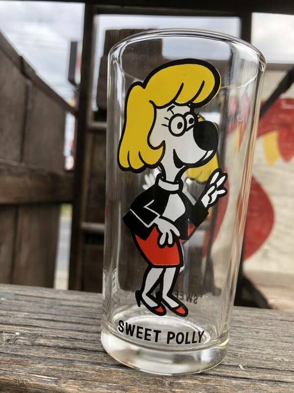 即決 70s PEPSI Sweet Polly ミニサイズ ヴィンテージ ペプシ ノベルティ グラス アンダードッグ スイートポリー スモール