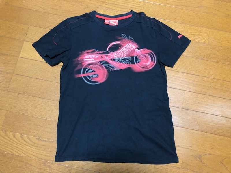 ★即決★DUCATI　ドゥカティ★PUMA　プーマ★コラボTシャツ★S★黒×赤★ライフスタイル★バイクイラスト★プリントT★送料230円★