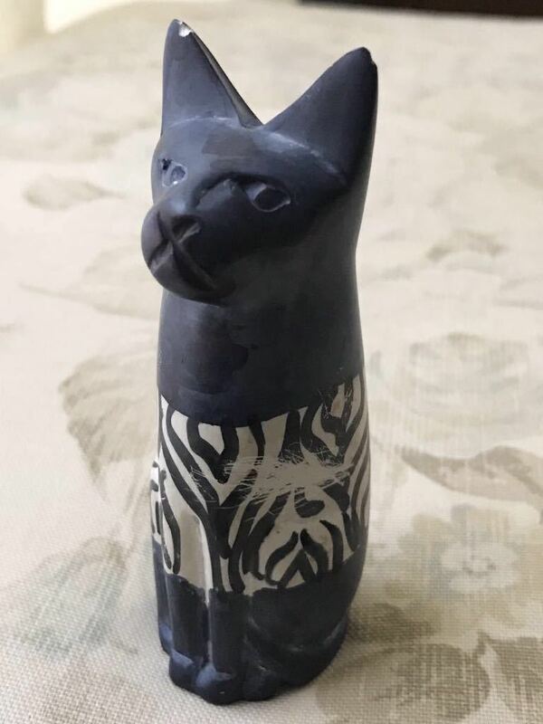 猫 ねこ ネコ キャット CAT 愛知万博 アフリカ館 手彫り インテリア 置物 飾り